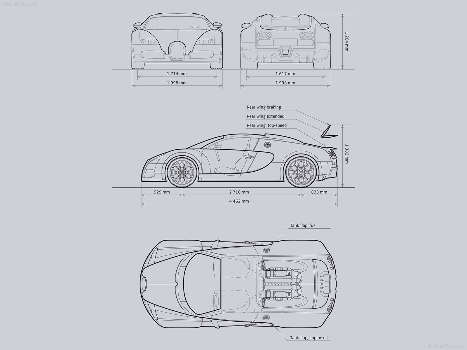 Bugatti Chiron чертеж
